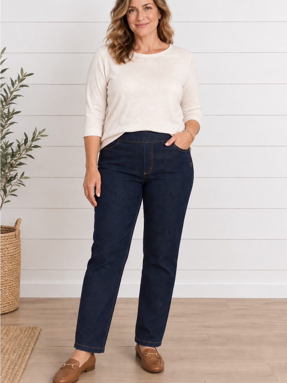 Soft Surroundings Indigo Pull on Jeans- Size Large/Petite